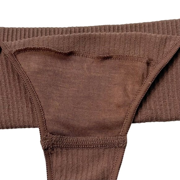 SKIMS Stretch Rib High Neck Bralette + Thong Set NEW Rose Clay XXS/XS - Picture 7 of 11